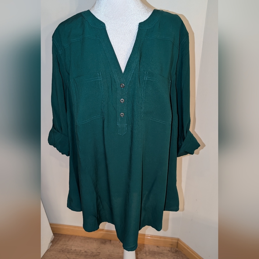 Torrid Green Harper Half Button-Up